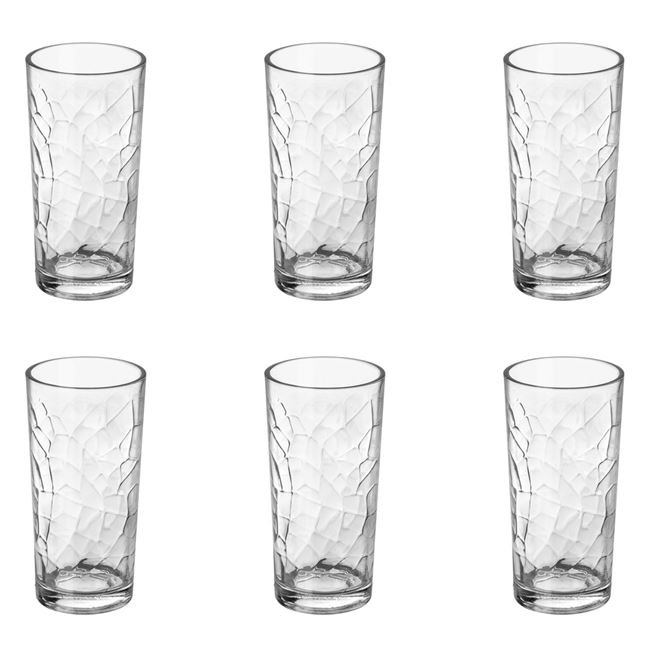 Set 6 Pahare din Sticla Transparenta cu Model "Crackled" 250ml