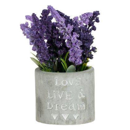 Ghiveci Ceramic Decorativ Gri cu Planta Artificiala Lavanda Ø8x17cm