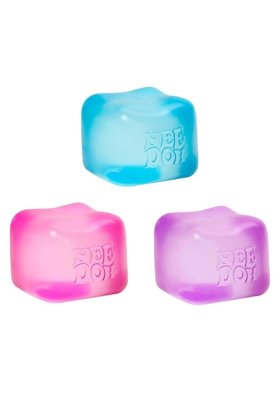 Jucărie interactivă NeeDoh Nice Cube, set de 3 culori: albastru, mov, roz, dimensiune 5,5x5,5x5,5cm