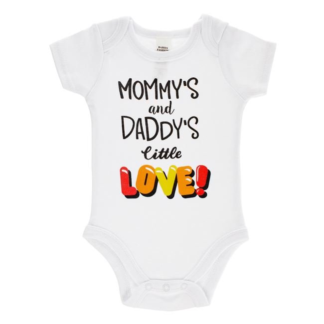 Body Alb din Bumbac "Mommy's and Daddy's little Love" pentru Bebelusi