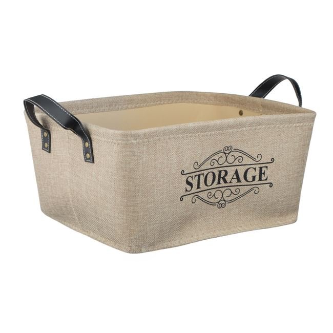 Cos de Depozitare Textil Bej cu Manere "Storage" 40x30x19cm