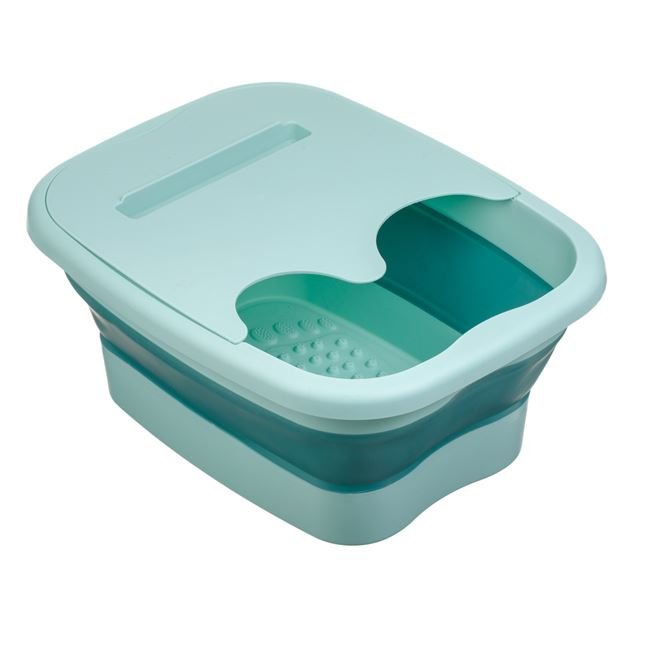 Cadita Pliabila din Plastic Verde pentru Picioare cu Suport pentru Telefon Mobil 39x32x17cm