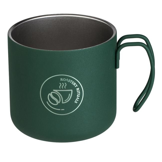 Cana Metalica Verde Mata cu Imprimeu "Roastery rituals" 350ml