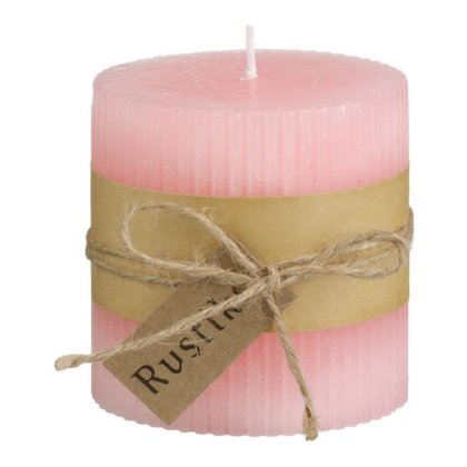 Lumanare Roz cu Sfoara & Aroma de Piersici Ø6,5x7cm