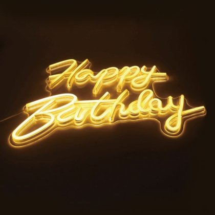 Lampa LED Neon Alb Cald "Happy Birthday" 40.8x29.5cm