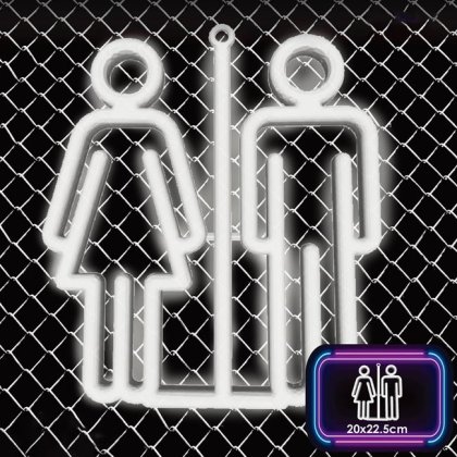 Lampa LED Neon Alb "Toilet Sign" 20x22.5cm