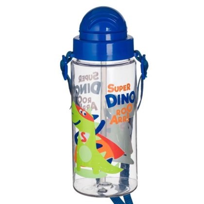 Sticla Apa Pop Up Transparenta Bleu Dinozaur "Super Dino" pentru Copii 500ml