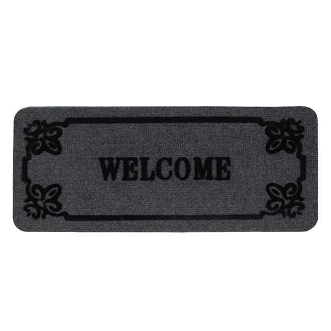 Covoras Treapta Intrare Gri Mocheta Welcome 60x25cm