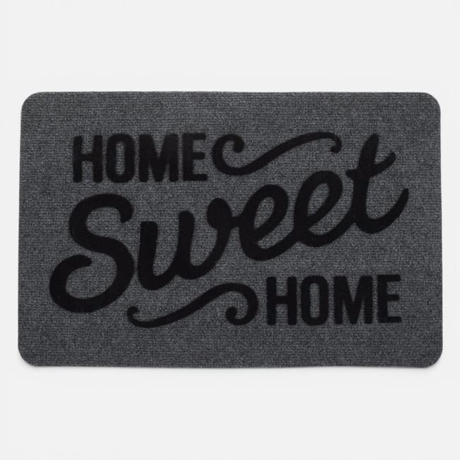 Covoras Intrare Gri "Home Sweet Home" 60x40cm