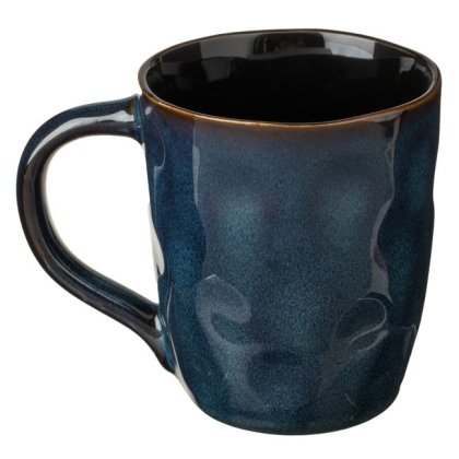 Cana Ceramica Albastra Neagra "Glaze" cu Model Reliefat 330ml