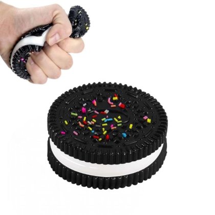 Jucarie Anti-Stres Biscuit Silicone cu Design Ultra-Soft | Mangaiere Senzoriala & Squeeze Reutilizabil pentru Copii/Adulti | Cadou Anxietate & Accesoriu Birou, Negru(Testat 10.000+ Apasari)