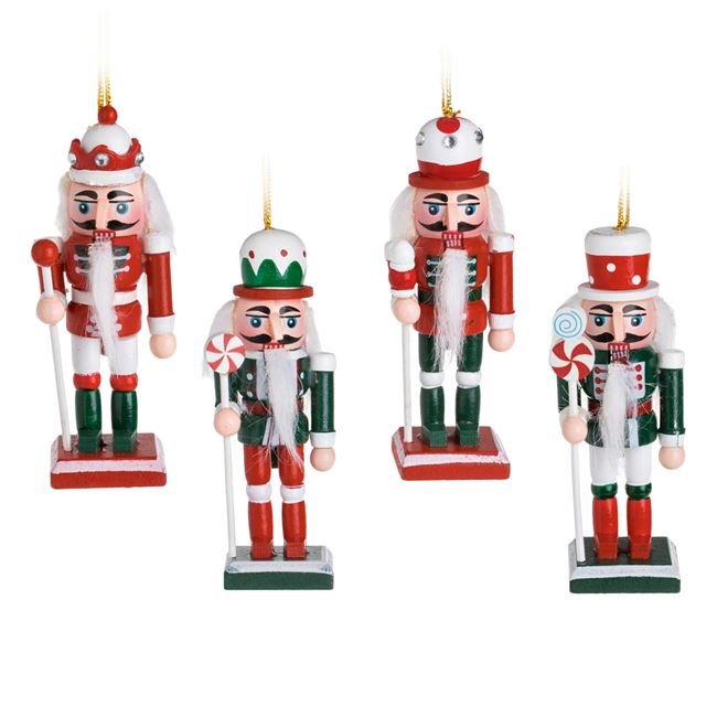 Set Ornamente Suspendabile din Lemn Spargatorul de Nuci 10cm - 4buc