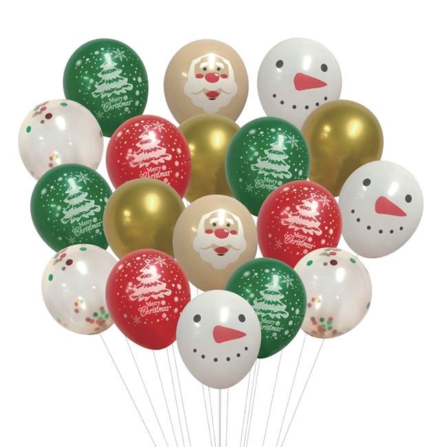 Baloane Petrecere de Craciun de Diferite Culori Merry Christmas Mos Craciun 30cm - 18buc