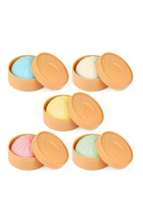 Jucărie squishy antistres, design Baozi sau Nikuman, multicoloră