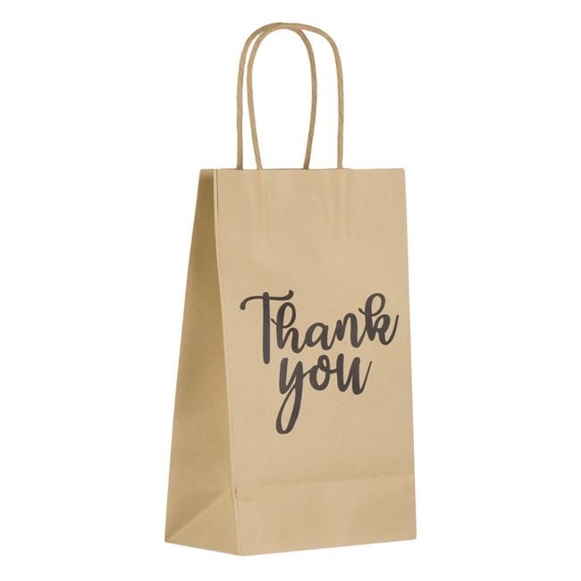Sacosa Cadou Kraft Maro cu Imprimeu Negru Thank You 13.5x8x23cm