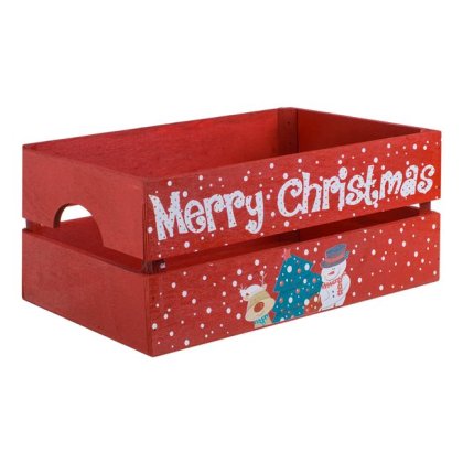 Lada Decorativa Rosie din Lemn cu Imprimeu "Merry Christmas" 34x23x15cm