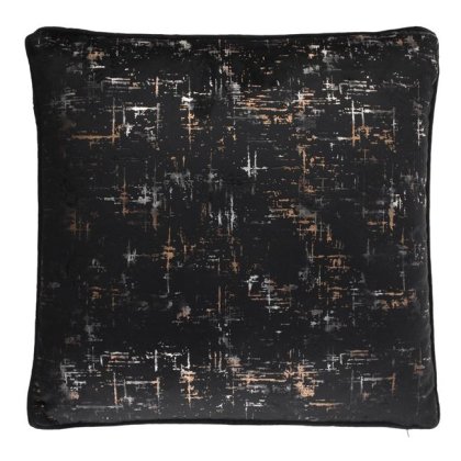 Perna Decorativa Neagra Velvet cu Folie Aurie pentru Canapea 45x45cm