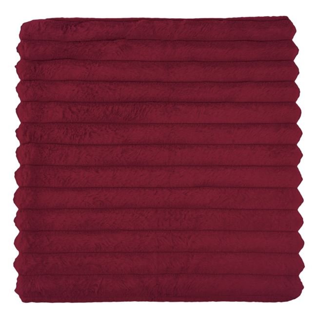 Fata de Perna Decorativa de Iarna Flannel Raiat Bordo 45x45cm