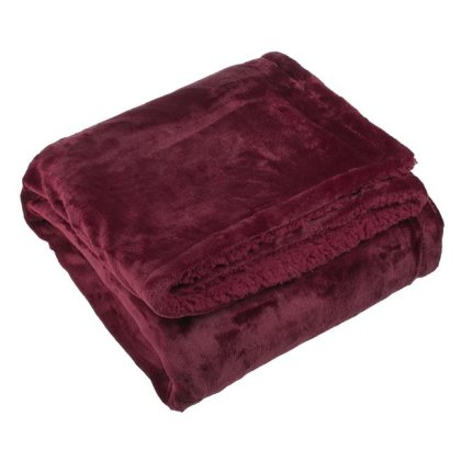 Patura de Iarna Bordo Catifelata Sherpa pentru Fotoliu 160x130cm