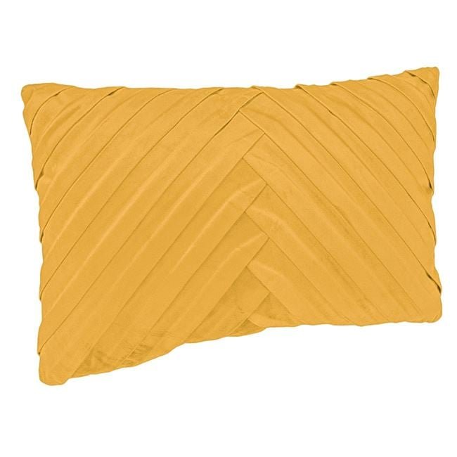 Perna Decorativa Galben Mustar Velvet cu Dungi Reliefate pentru Canapea 50x30cm