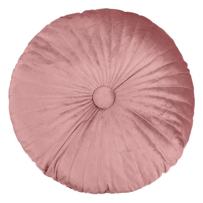 Perna Decorativa Rotunda Roz Nude Velvet cu Nasture pentru Canapea Ø35cm