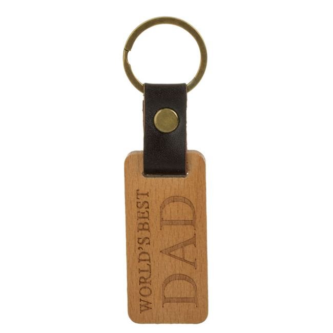 Breloc Cadou din Lemn "World's Best Dad" 11cm