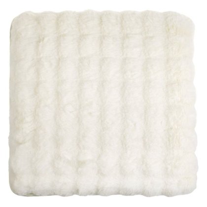Perna Scaun Decorativa Off White din Imitatie de Blana cu Model Reliefat 40x40cm