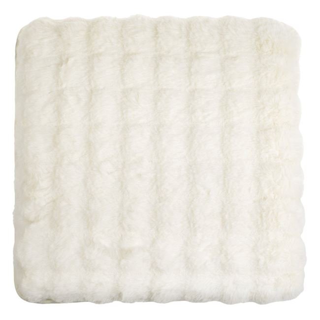 Perna Scaun Decorativa Off White din Imitatie de Blana cu Model Reliefat 40x40cm