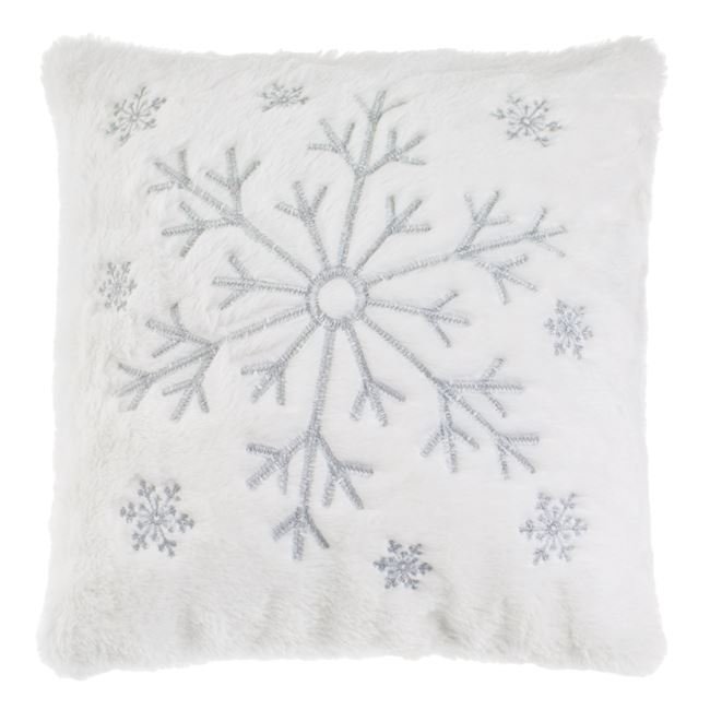 Fata de Perna Decorativa de Craciun cu Fulgi Argintii Brodati 38x40cm