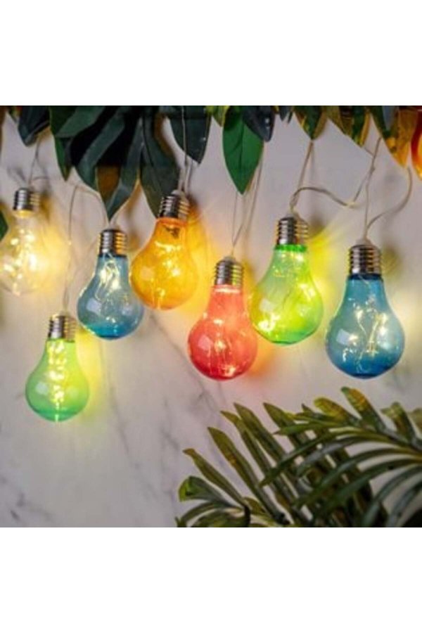 Ghirlandă solară cu becuri suspendate colorate, lumină caldă, 3,8 m - 10 buc.