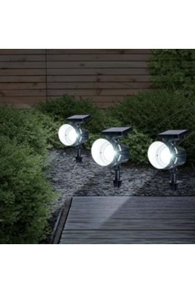 Proiector solar rotund negru cu tijă 33 cm