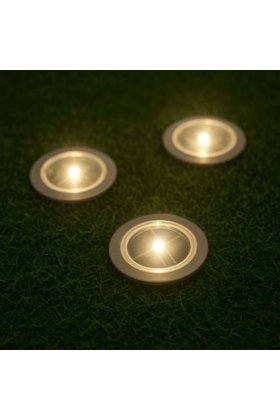Set de lămpi solare rotunde pentru gazon Ø7 x 6,5 cm - 3 buc