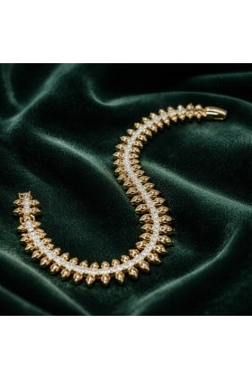 Brățară inox premium placat cu aur 18 k si pietricele zirconiu model coloana dragon