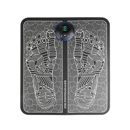 Aparat Masaj Inteligent Pentru Picioare EMS, Cu Stimulare Musculara si Terapie de Acupunctura, 8 Moduri, 19 Intensitati, Cu Incarcare USB, Negru