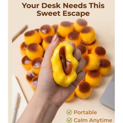 Jucarie Squishy Antistres pudding crunchy slime caramel inchis– Jucarie Senzoriala Elastica pentru Copii si Adulti, Model pudding