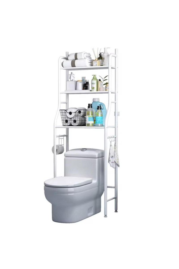 Montat pe perete Raft Baie Metal cu 3 Rafturi 48x25x153cm 43 lei