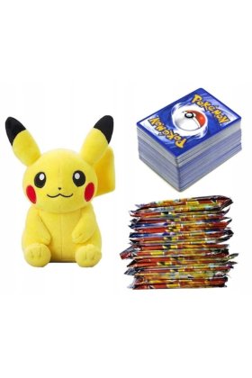 Set de cărți de joc/jucărie de pluș, Pikar, Pokemon/Pikachu, 360 de cărți, Multicolor