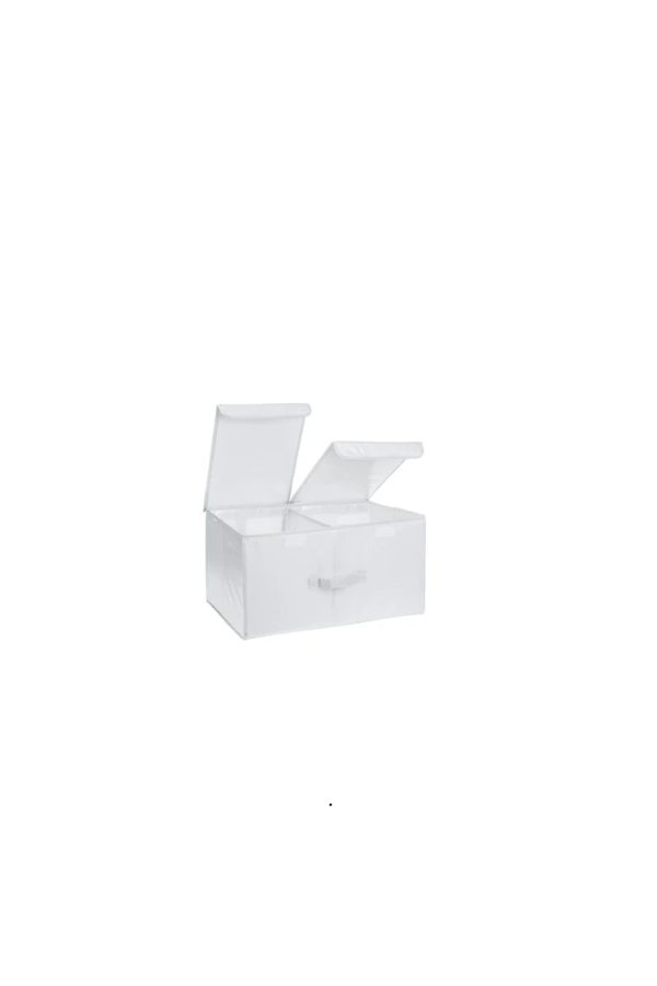 Cutie de depozitare albă cu capac dublu și separator 35 x 25 x 16 cm