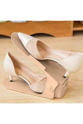 Organizator de pantofi din plastic, gri taupe, 10 x 25 x 18 cm - 1 buc.