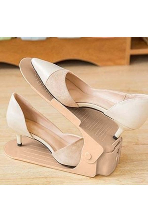 Organizator de pantofi din plastic, gri taupe, 10 x 25 x 18 cm - 1 buc.