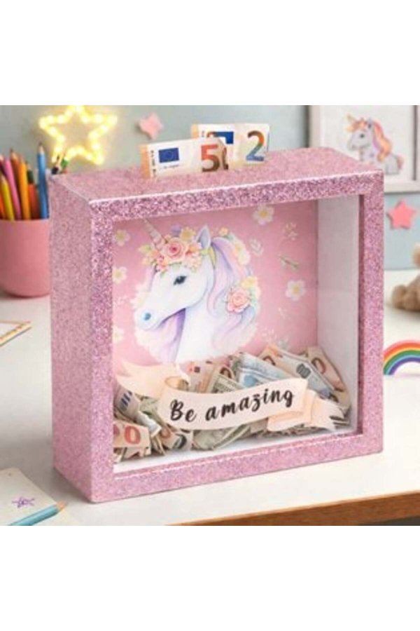 Pușculiță cu unicorn elegantă 15,5 x 15,5 cm
