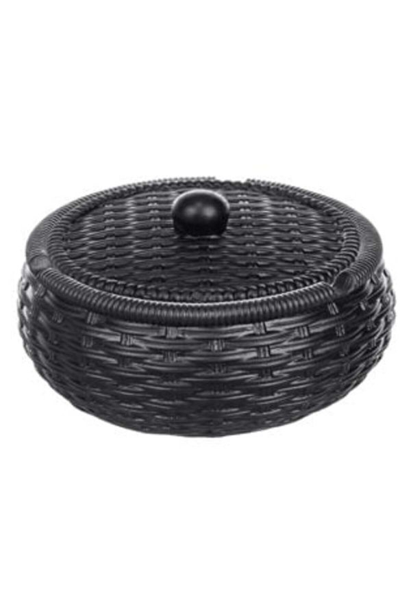 Scrumieră rotundă neagră din ciment cu capac Ø11 x 5 cm