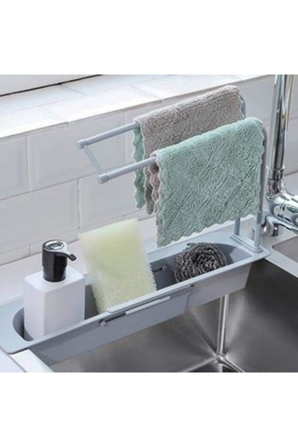 Organizator extensibil pentru chiuvetă gri 36-50 x 8,5 x 27 cm