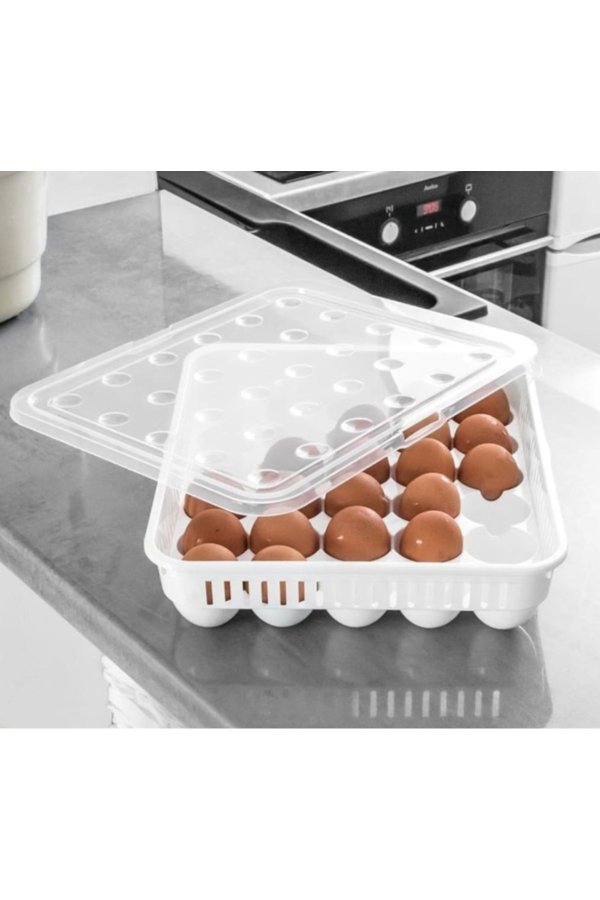 Organizator din plastic alb pentru 28 de ouă 32 x 7 x 19,5 cm