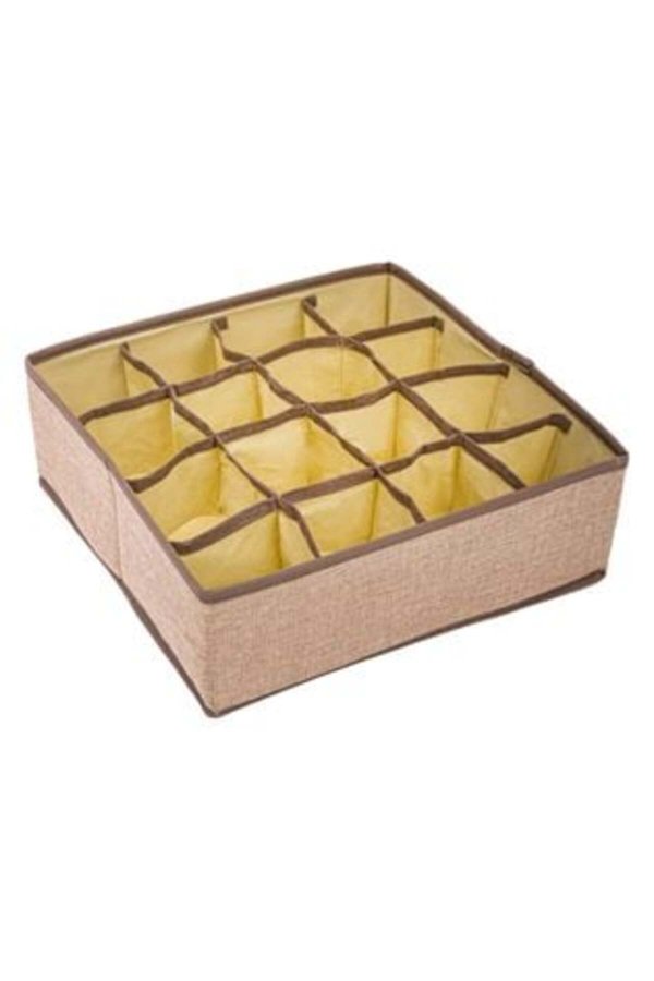 Organizator de sertare bej-maro cu 16 compartimente, 30 x 30 x 10,5 cm
