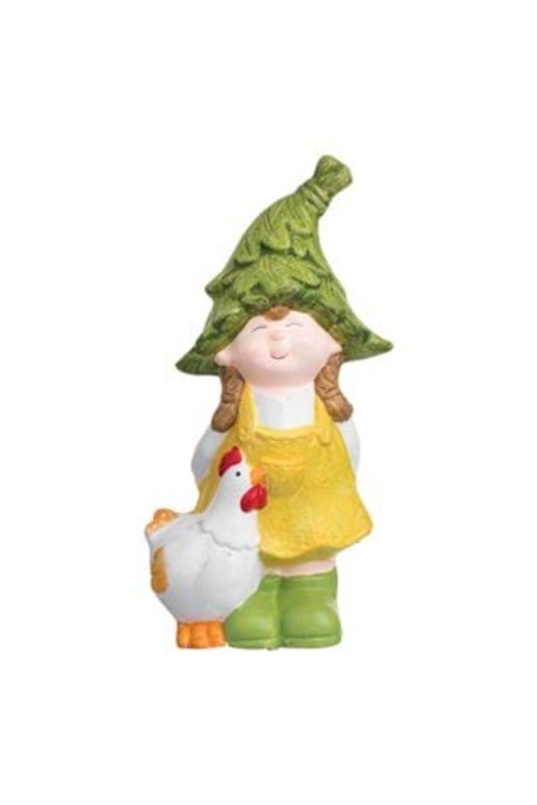 Figurină ceramică Fată cu găină de grădină 10 x 8 x 21 cm