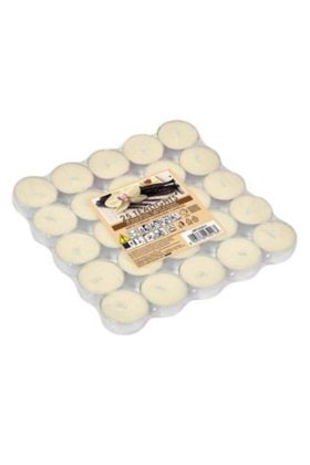 Lumânări cilindrice Ecru cu aromă de vanilie Ø3.5 x 1.5 cm - 25 bucăți