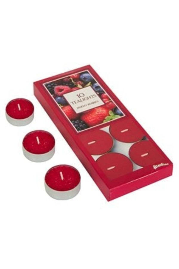 Lumânări roșii tip pilon cu aromă de zmeură Ø3,5 x 1,5 cm - 10 buc