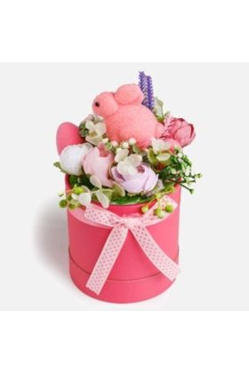 Cadou de Paște Iepuraș Fuchsia cu Flori 24 cm