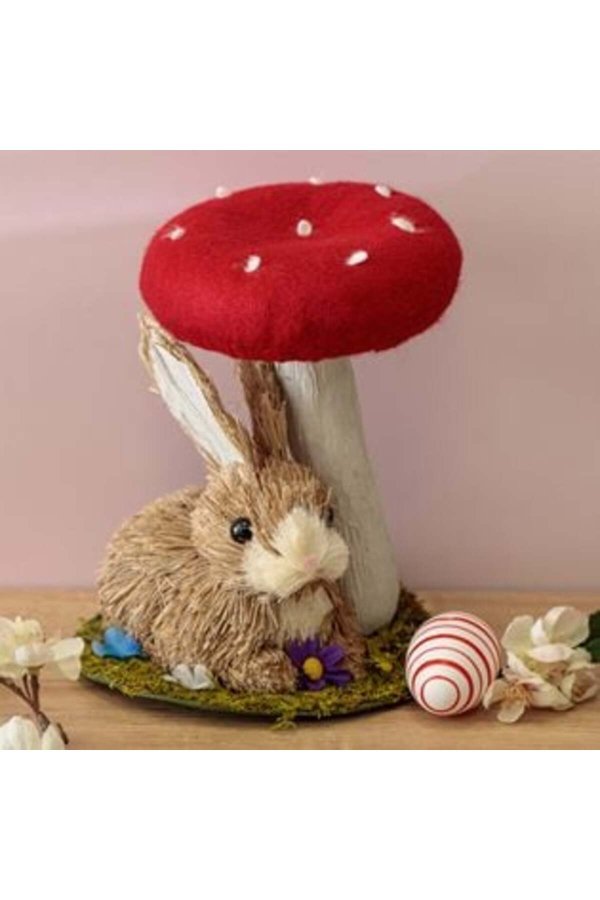Decorațiune de Paște Iepuraș cu Ciuperci și Flori Ø17,5 x 22 cm